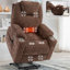 Fauteuil inclinable électrique en chenille jusqu'à 350 lb, mécanisme de mouvement robuste avec massage vibratoire à 8 points et chauffage lombaire, ports USB et Type-C, porte-gobelets en acier inoxydable, brun