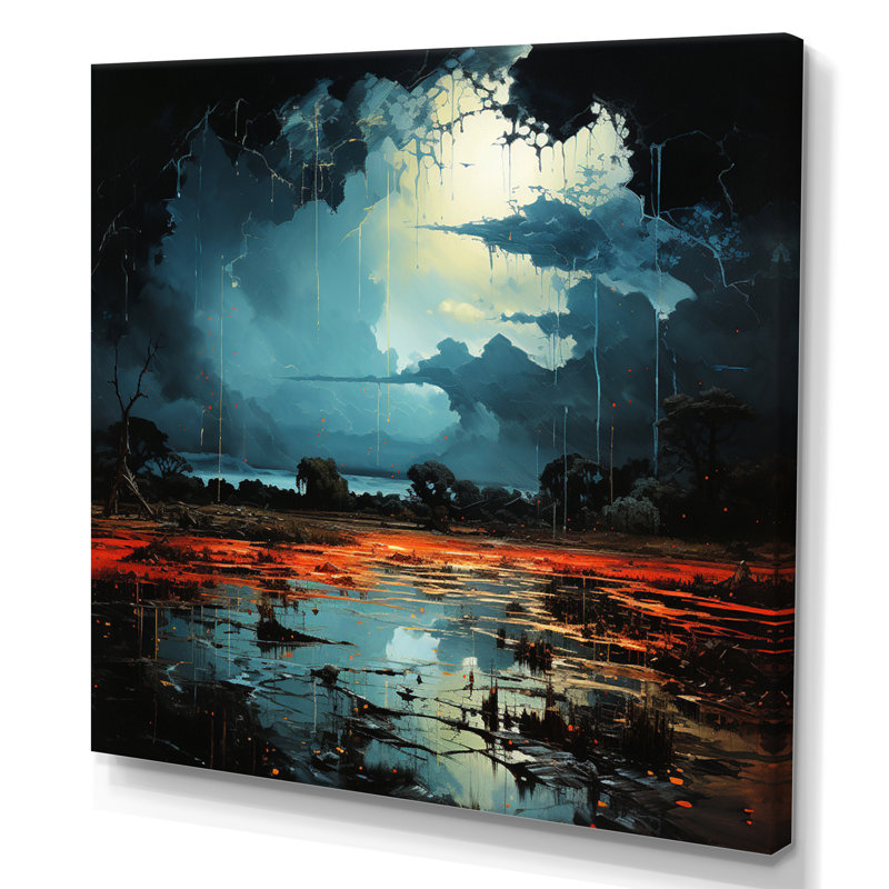 Dramatic Lightning Nights VII - Landscapes Wall Decor, H 30 po x l 30 po x P 1 po, Toile tendue