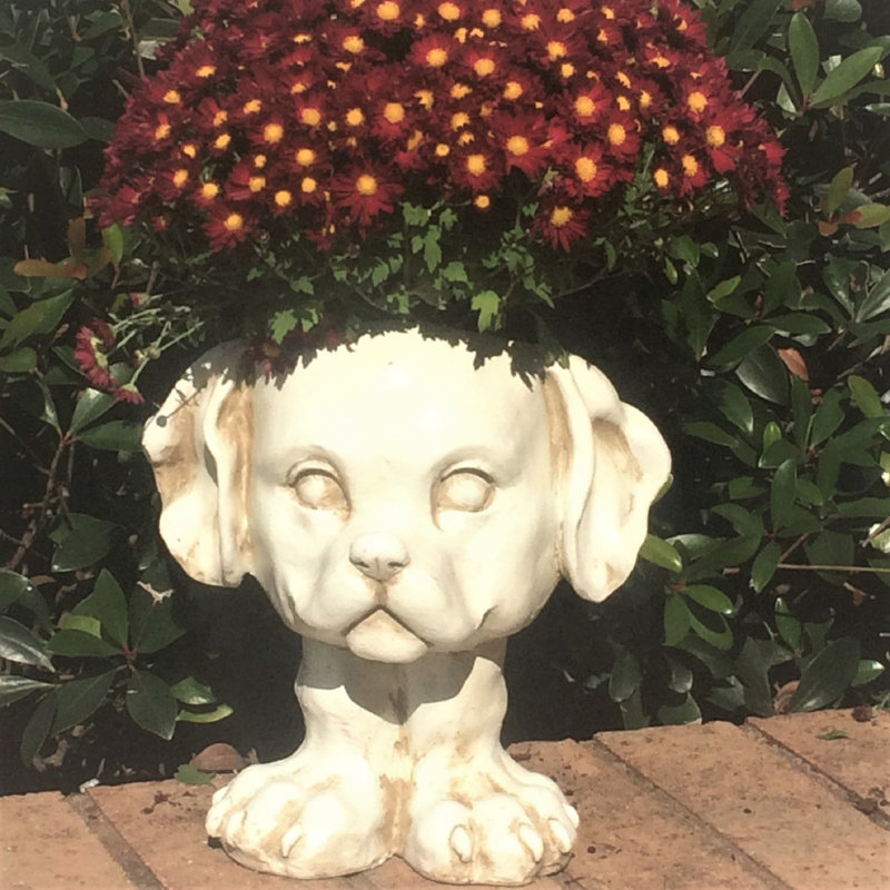 Muggly's Muttley the Dog Animal Statue Planter, Antique White