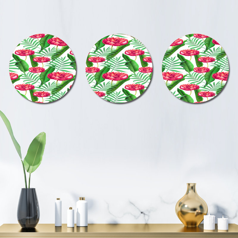 Ensemble de 3 décorations murales fleurs tropicales