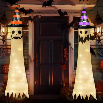 [ 8 Lighting-Modes & Timer & Dim ] 2 Pack 70 Inch Large Halloween Light-Up Hanging Ghost With Remote Control Halloween Decorations Outdoor Indoor LED -  The Holiday AisleÂ®, CCC1B4E331AB40B2A7ADF19245510412