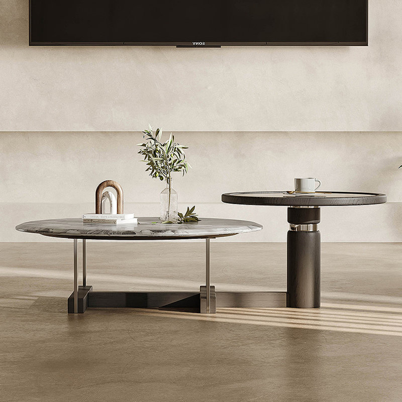 Marble and Glass Coffee Table Set