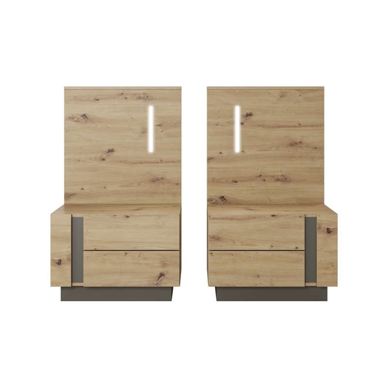 Janellen 44cm W Manufactured Wood Bedside Table, Oak Artisan