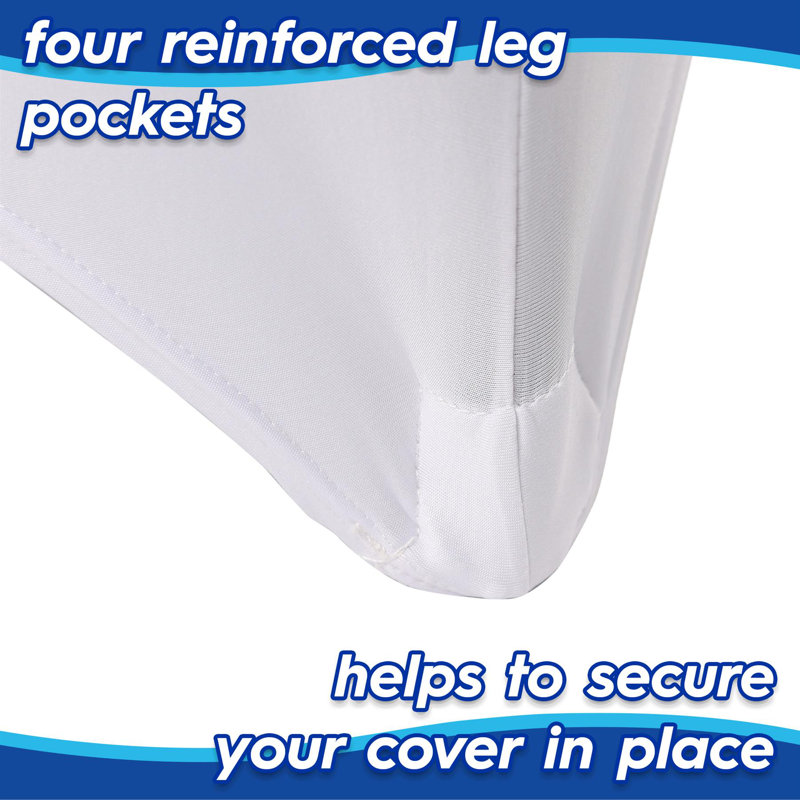 Rectangular Spandex Fitted Tablecloth - 6ft (180cm) - White - Pack of 1, Blue, 2