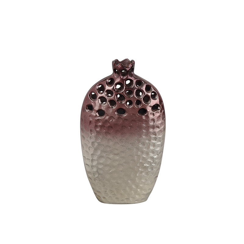 Two-Tone Hammered Aluminum Bud Vase for Table Decor