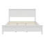 Grand lit plateforme moderne en bois massif blanc, structure en bois robuste au design minimaliste, lit élégant et durable pour un sommeil confortable