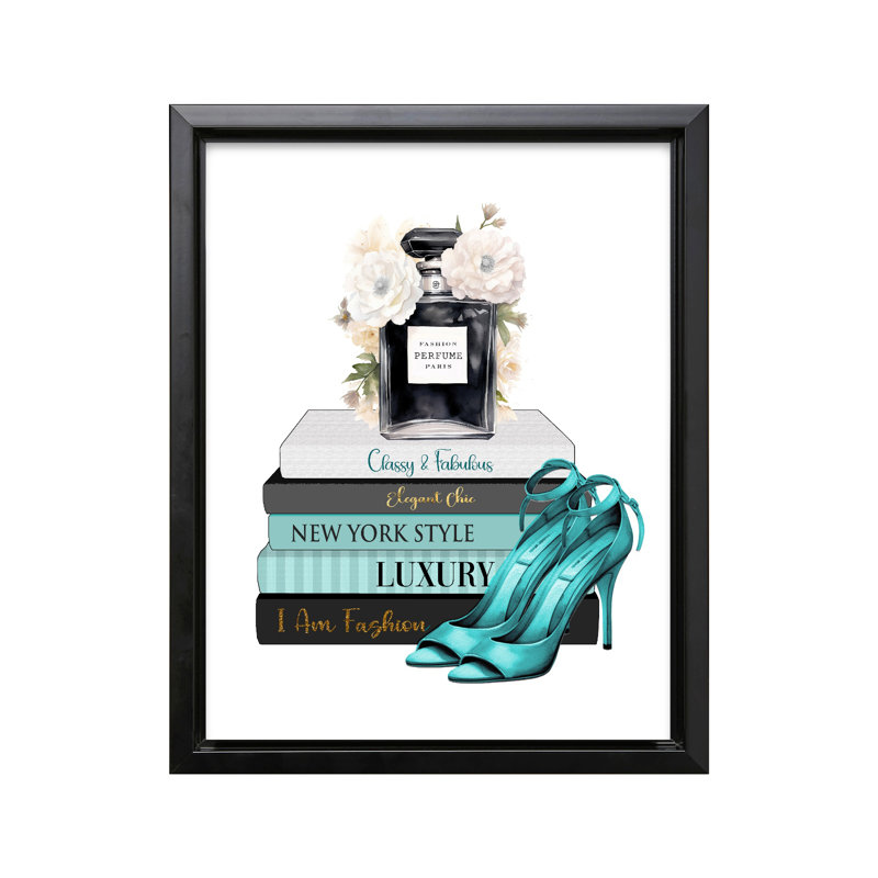 Parfum et talons, Black Framed, Canvas, 18"H x 24"W