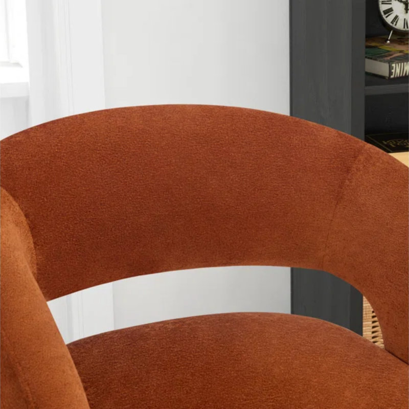 Fauteuil d'appoint pivotant moderne en microfibre 27,8 po Markeita, Orange, 4