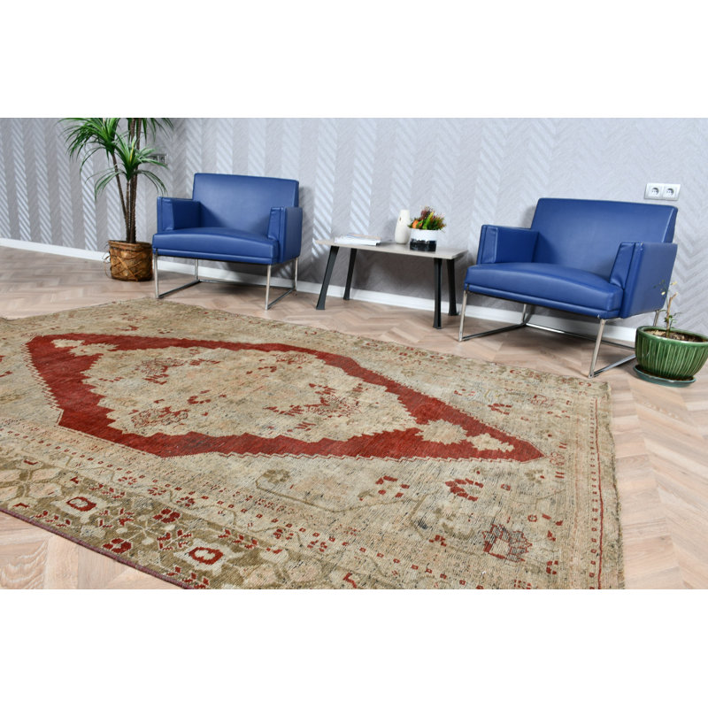 Grand tapis turc en laine fait à la main avec un décor bohémien pour votre salon offrant un style antique
