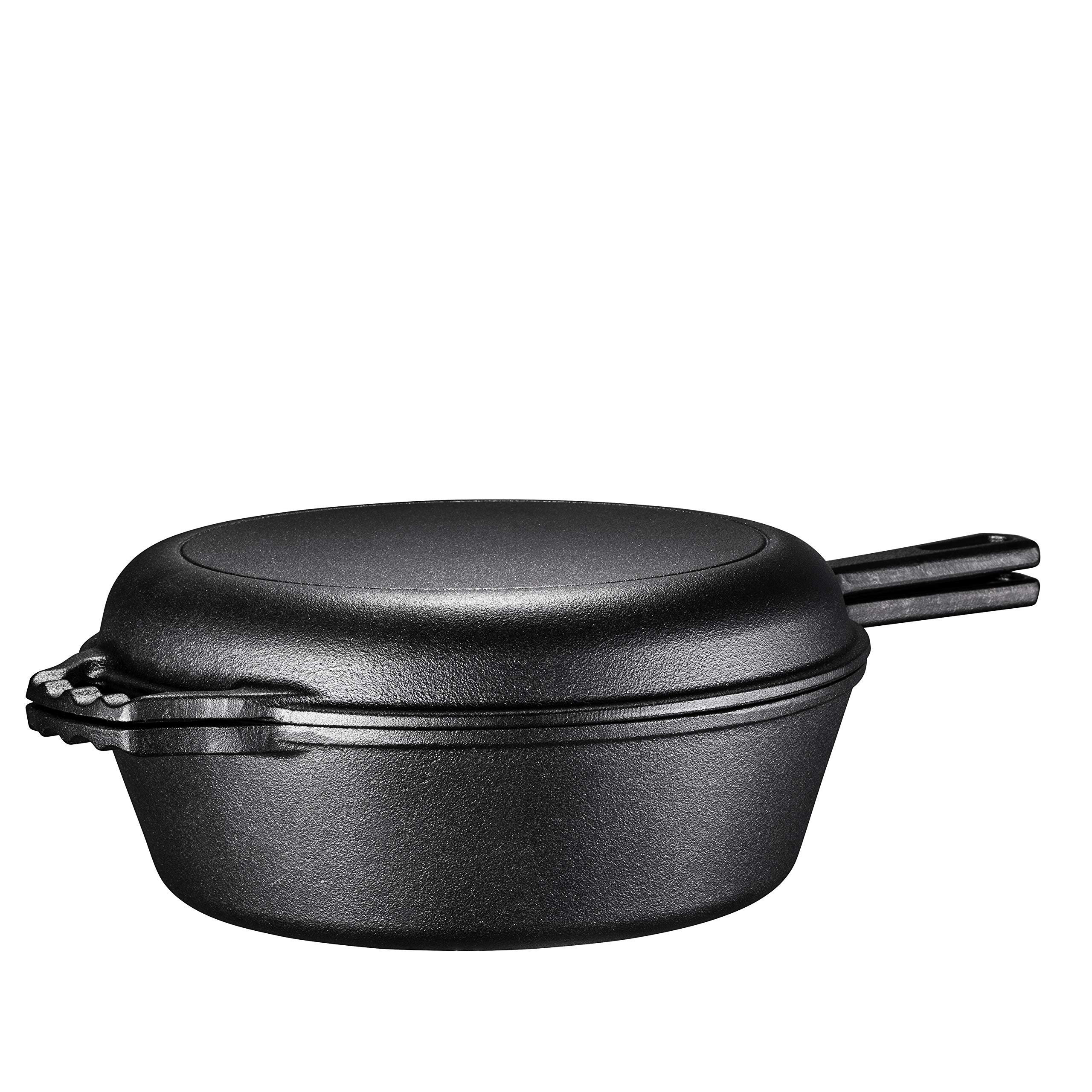 Bruntmor 14 Enameled Cast Iron Wok Nonstick Skillet Pan with Wooden Pot  Lid Cover - Black