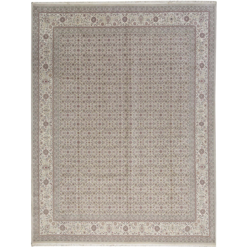 Tapis beige et ivoire de haute qualité noué à la main