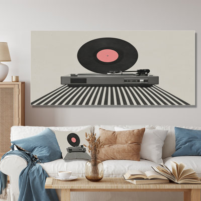 Impression sur toile rose et noire, vinyle