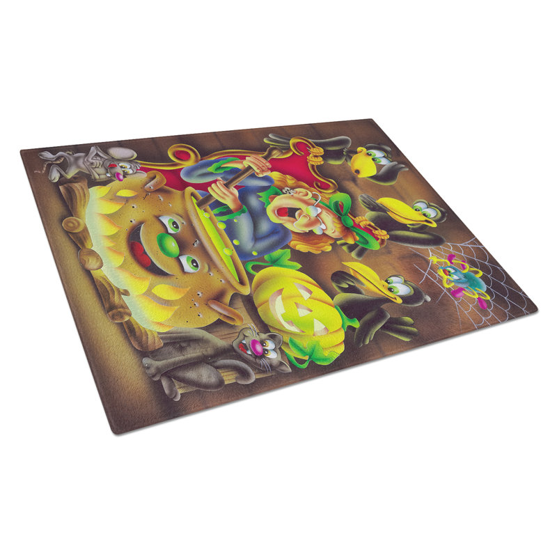 Caroline's Treasures Witch and Crows Stirring it up Halloween Glass Cutting Board