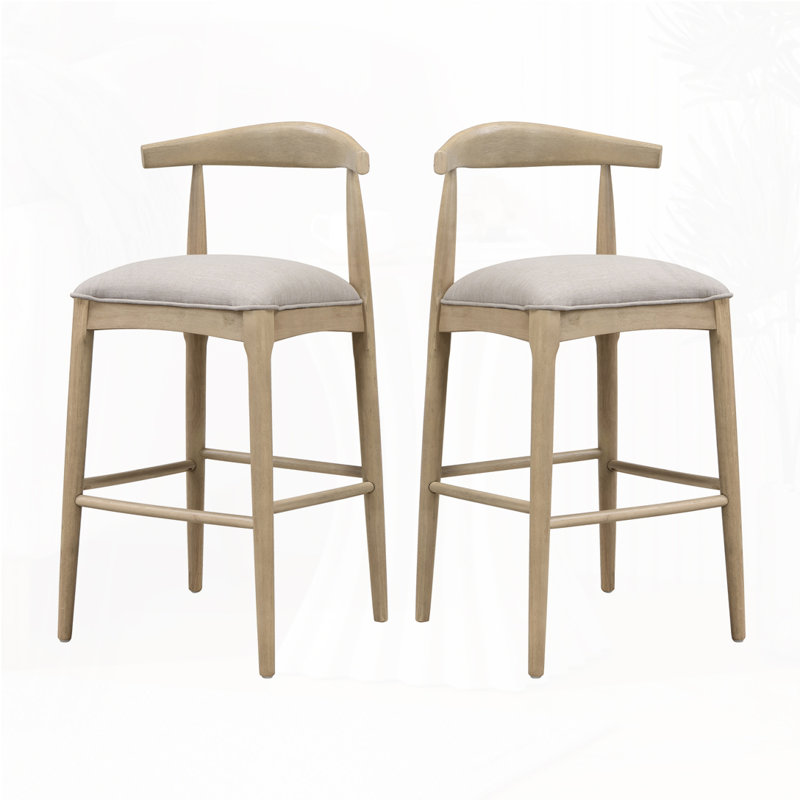 Tabouret de bar en bois, Siège gris / structure en bois, Tabouret de bar (siège d'une hauteur de 30,5 po)
