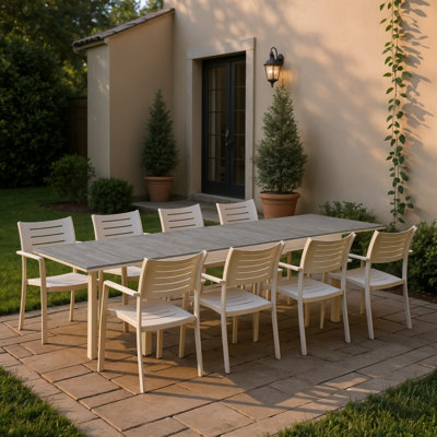 Ensemble de salle à manger d'extérieur extensible en aluminium 9 pièces Schipper