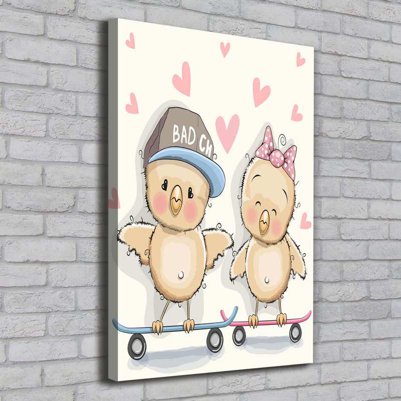 Skateboard Chickens - Wrapped Canvas Print