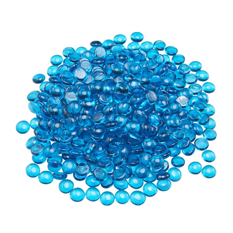 Billes de verre pour foyer, H 3,82 po x l 10,98 po x P 9,02 po, Bleu Cara¨ïbes