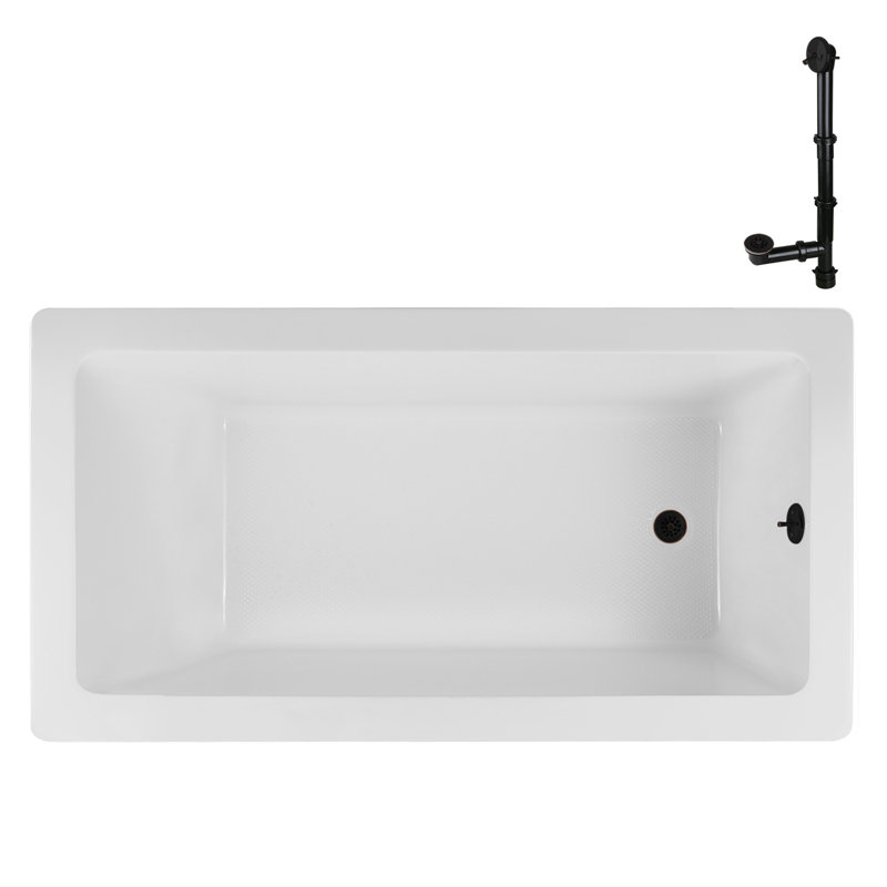 60" x 32" Acrylic Soaking Drop-In Bathtub, Drain Included, Matte Oil Rubbed Bronze