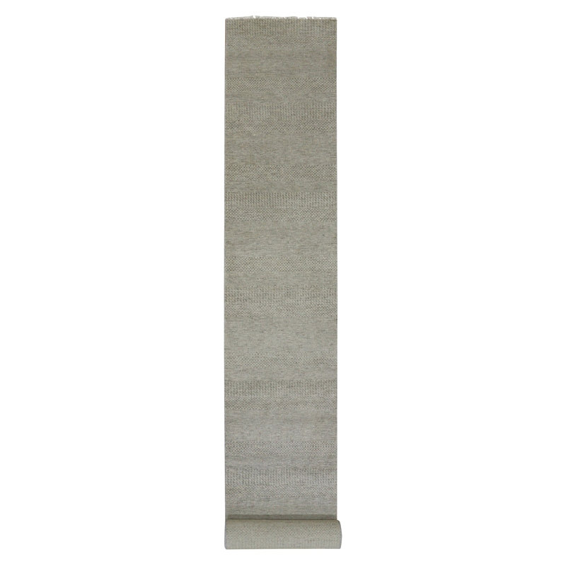2'5"x18'6" Scorpion Gray Undyed Wool Modern Grass Design Hand Knotted Wide Runner Rug 67E6FBD7D2A248E7B5F5E27968F9BD4F