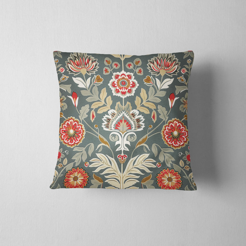 Housse de coussin réversible à motif floral Folk Maximalist, H 20 po x l 20 po