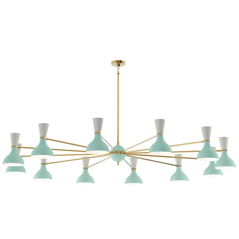 Lustre Clare Light, Laiton moderne, H 56,25 po x l 76 po x P 15 po, Rouge rubis
