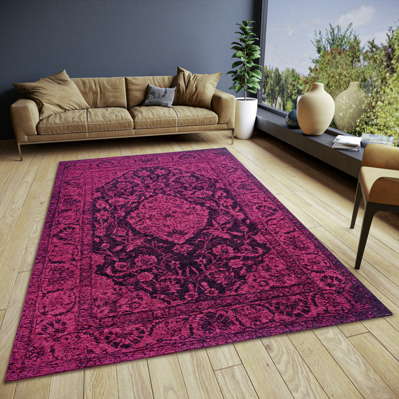 Rectangle Oriental Cotton and Chenille Area Rug, Rectangular 200 x 285cm