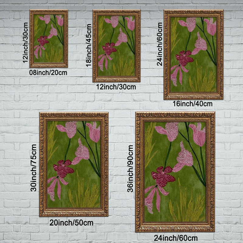 Cadre mural rétro rose et rouge FloralOrnate, L 20 po x l 30 po
