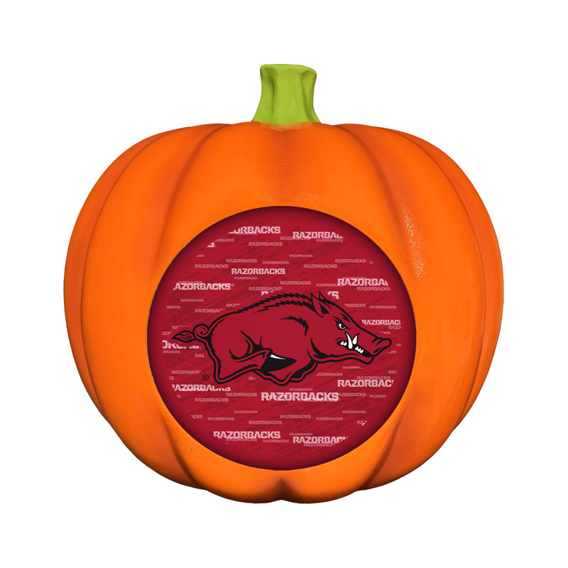 Décoration citrouille en résine avec logo DEL 3D des Razorbacks de la NCAA Arkansas | 25 cm