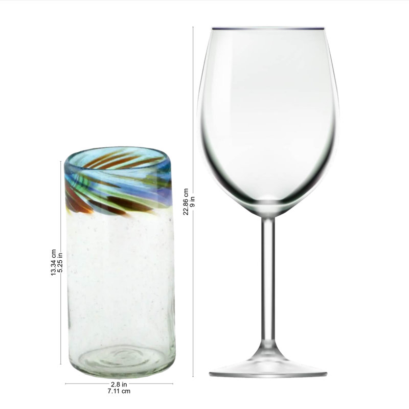 NOVICA Handmade Aurora Blown Glass Tumblers (12 Oz)