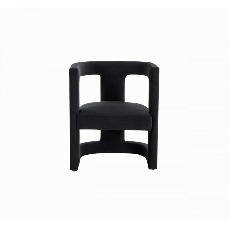 Fauteuil demi-tonneau en velours Dounton, Velours noir