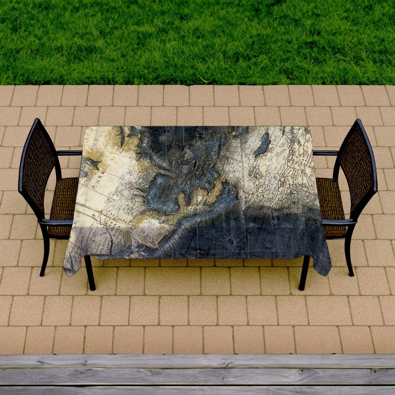Old World Map Tablecloth - Cities Blue Satellite View Decor