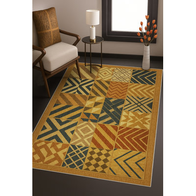 Tapis tissé crème à motif géométrique lavable Mosso