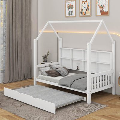 Lit simple en bois avec lit gigogne