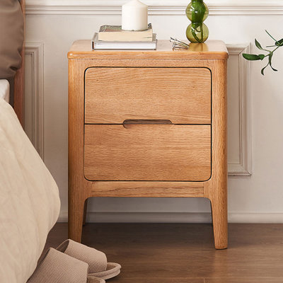 Burlywood Solid Wood + 2 drawers Nightstand