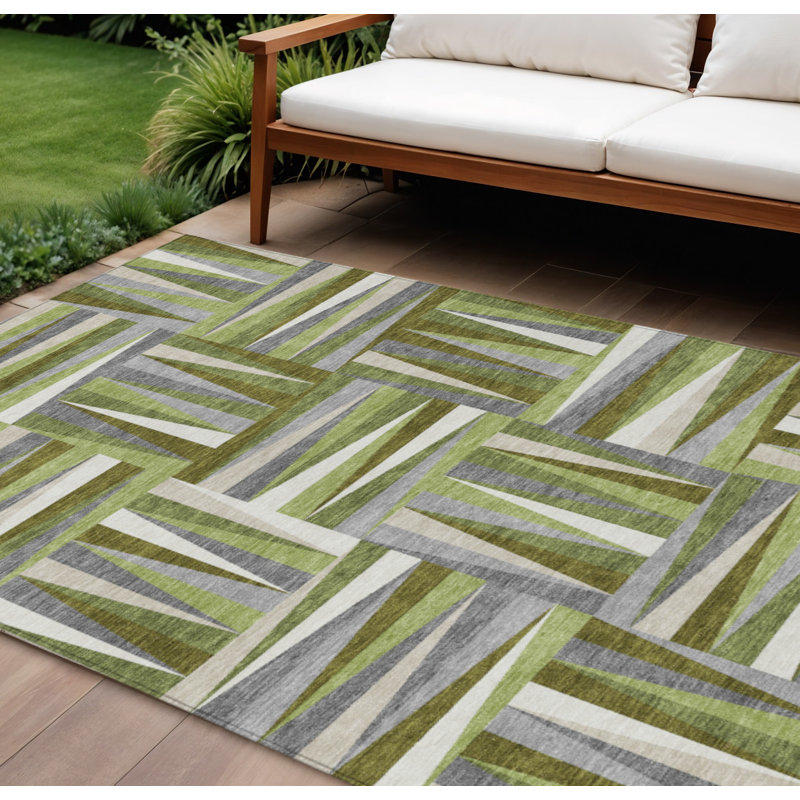 Tapis intérieur / extérieur lavable géométrique 10 pi x 14 pi HomeRoots