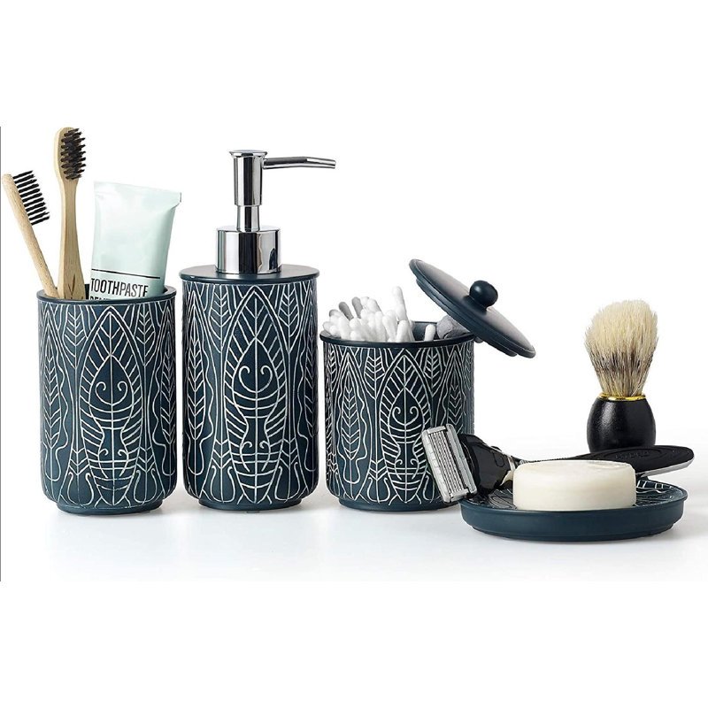 Navy Blue Ceramic Bathroom Accessory Set