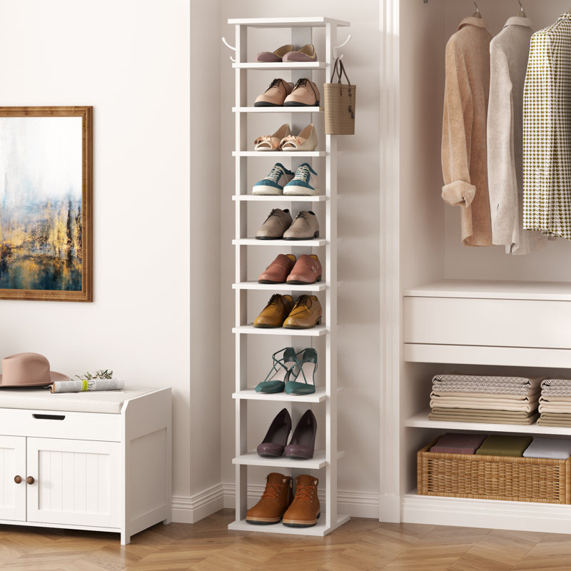 10 Tier Shoe Rack,Shoe Tower for Small Spaces, White