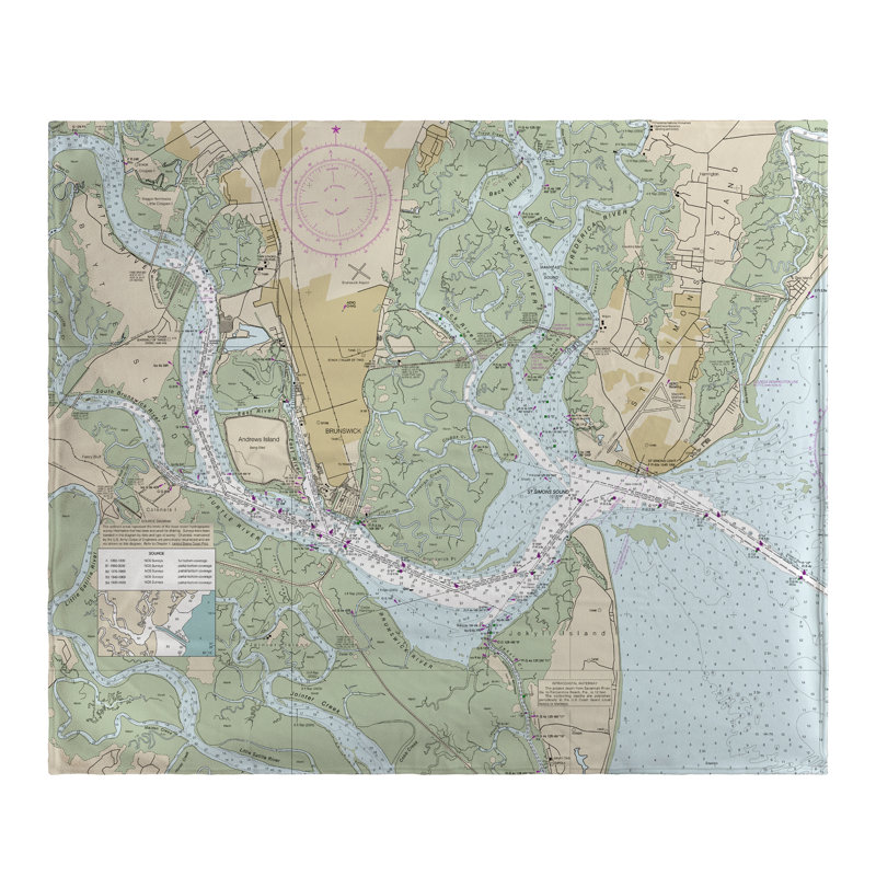 Nautical Map Throw Blanket