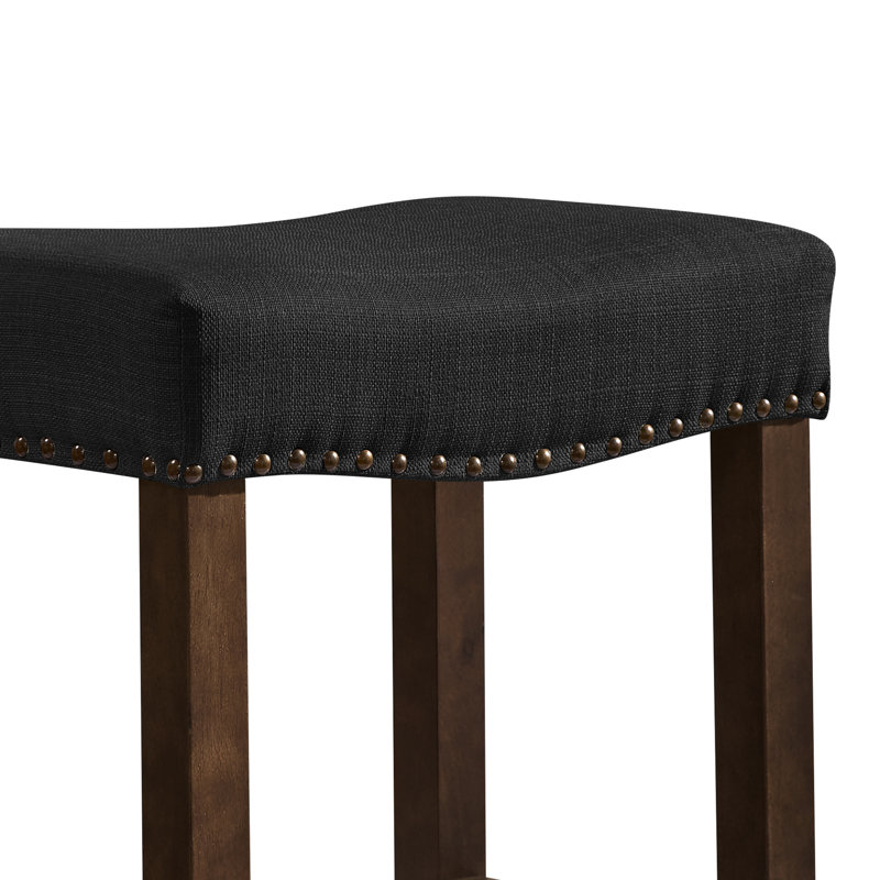 Tabouret de bar moderne avec siège en bois Jaeshon, Noir, Tabouret de bar (siège d'une hauteur de 29,75 po), 1