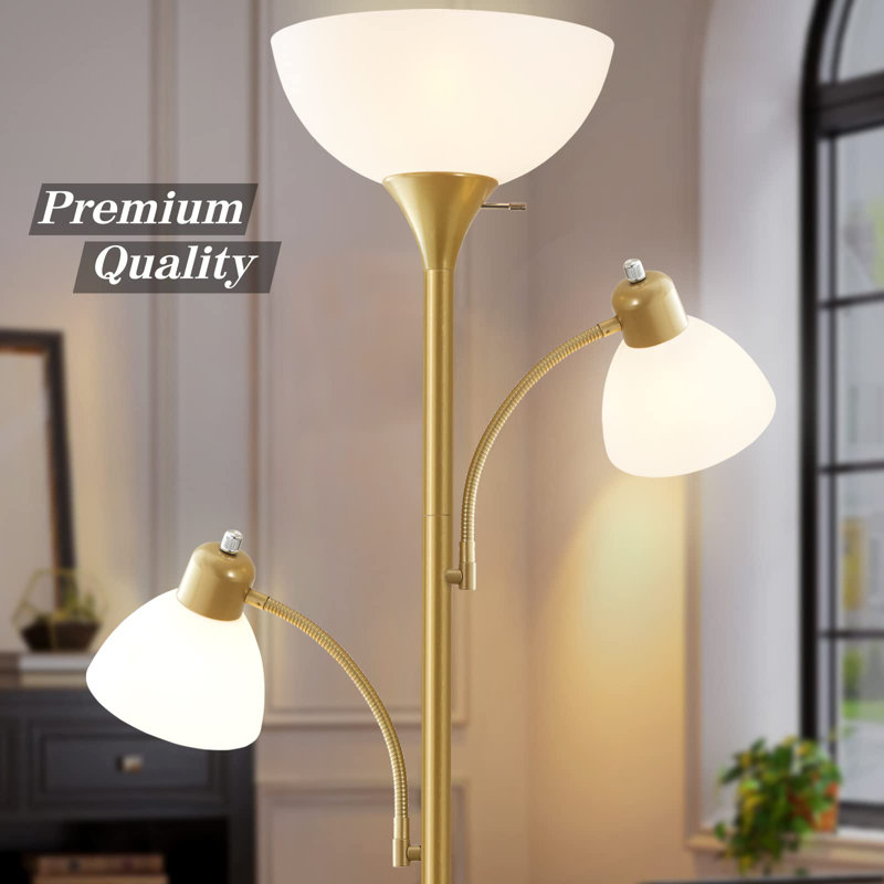 Mapleview 72'' Black Tree Floor Lamp, White, Gold