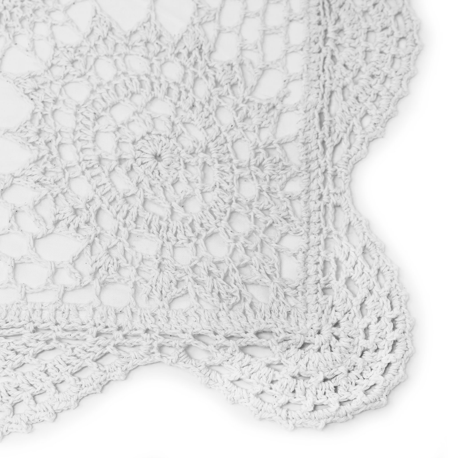 Handmade Cotton Crochet Sham and Pillowcases, White, King