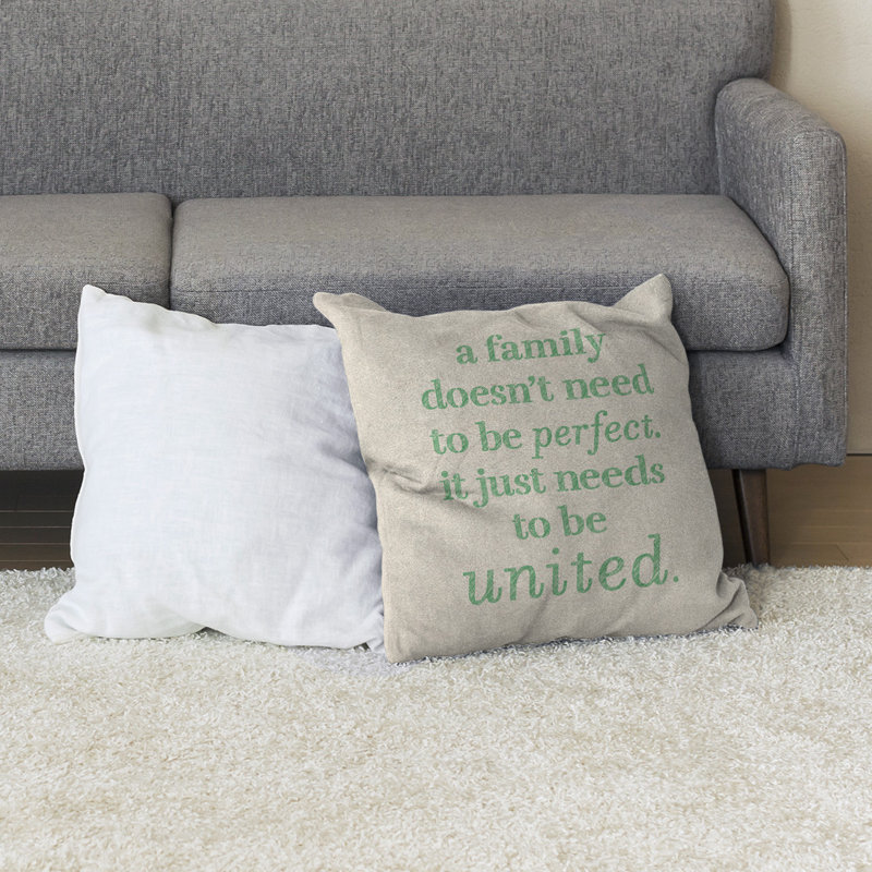 Coussin de sol Family Love, Blanc / Vert, H 36 po x l 36 po