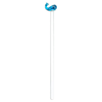 Highland Dunes Handmade Cheerful Blue Whale Recycled Glass Cocktail Stirrer