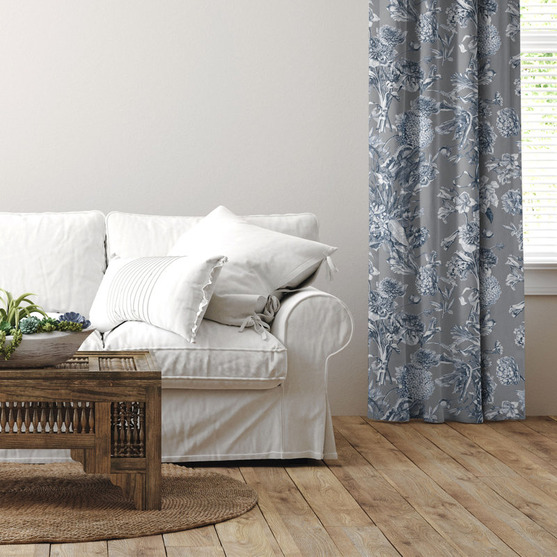 Alexandria Shadow Cotton Rod Pocket Drapery Panel Set of 2, 50" W  x 120" L