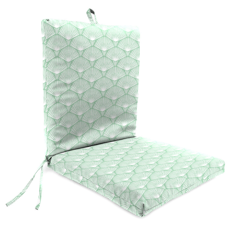 21" x 44" Outdoor Chair Cushion with Ties and Loop, Lugana Seagreen
