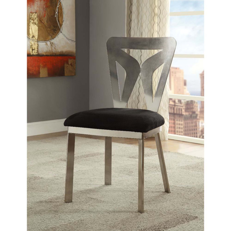 Arohan Black/Silver Side Chair, Cutout Back (2Pc)