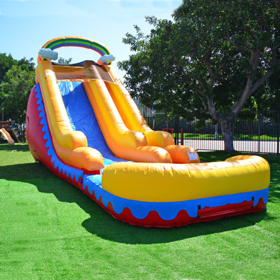 Rainbow 11' x 36' Bounce House with Water Slide and Air Blower