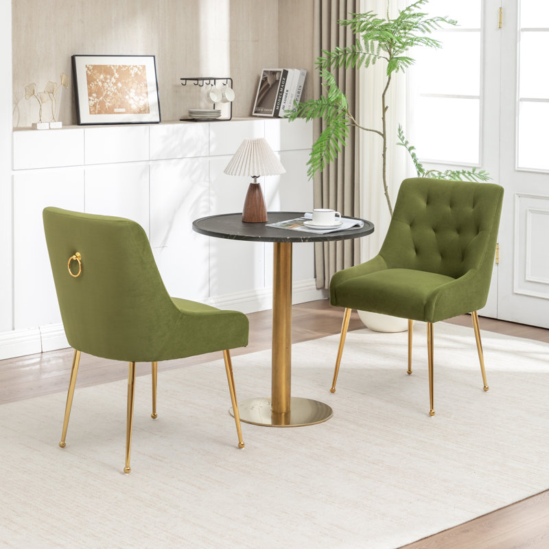 Chaise d'appoint rembourrée en velours Mayreli, Green