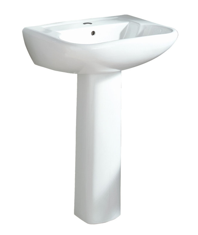 Southhampton Vitreous China Rectangular Pedestal Bathroom Sink, White, Single