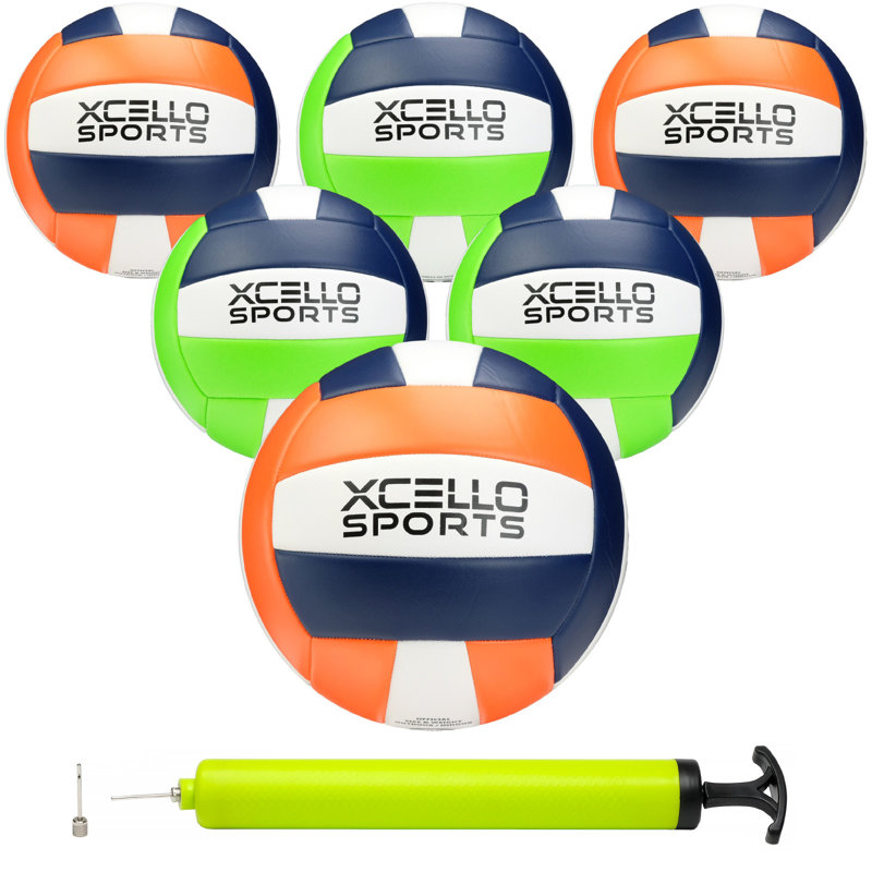 Graphiques Xcello Sports Volleyball avec pompe, Vert / orange
